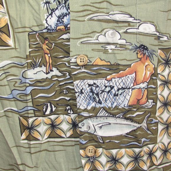 Vtg Hawaiian Shirt KALAHEO Sz M Made in HawaiiFloral Tropical Spearfishing Men - Picture 6 of 11